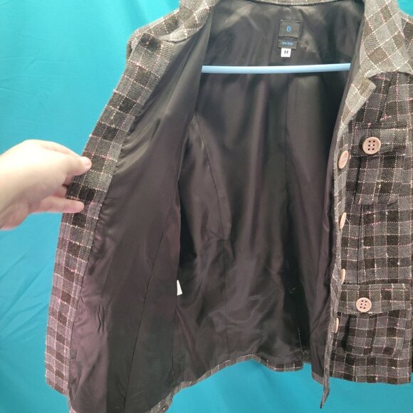 Baxis Womens Medium Plaid Wool Jacket With Button Front Closure & Pockets - Picture 2 of 11